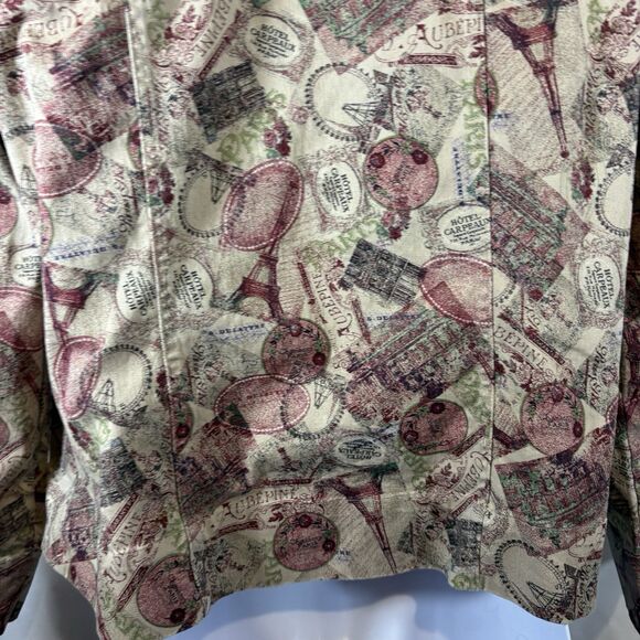 Christopher & Banks M Jacket Parisian Travel Print Button Front Vintage-Inspired - Picture 12 of 16